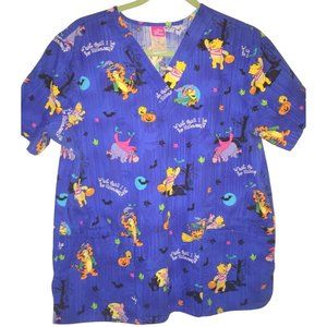 Halloween Scrub Pooh Tigger Piglet World of Disney Pumpkin Medium Top Medical